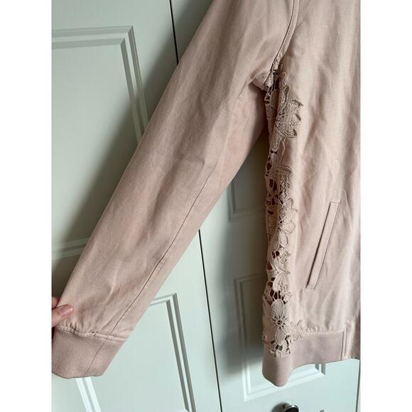 Chelsea28 Pink Lace Back Bomber Jacket Valentine - Picture 10 of 12